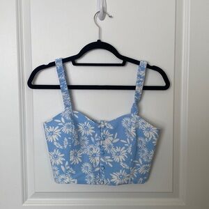Zara Flora blue top